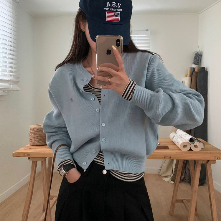 ラウンドペンダントカーディガン6色 POG BLUE ORIGINAL ver