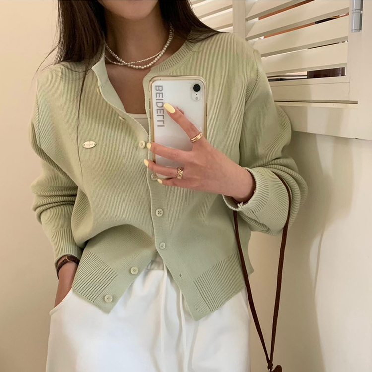 ラウンドペンダントカーディガン6色 GREEN ORIGINAL ver