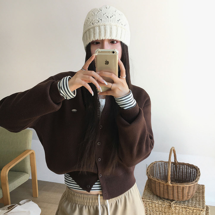 ラウンドペンダントカーディガン6色 BROWN ORIGINAL ver