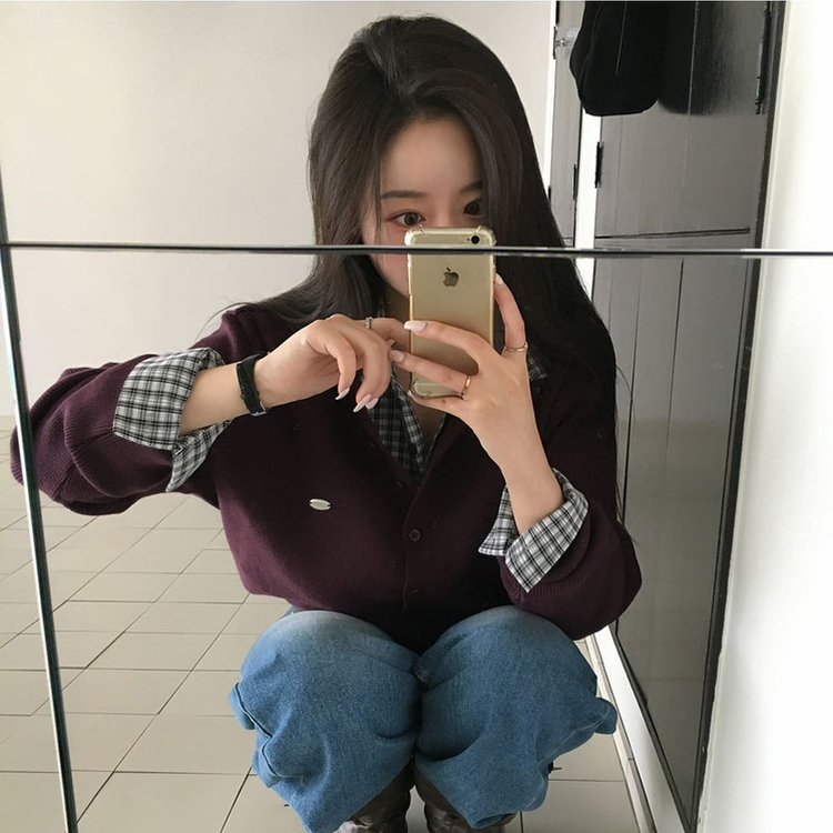 ラウンドペンダントカーディガン6色 PURPLE ORIGINAL ver