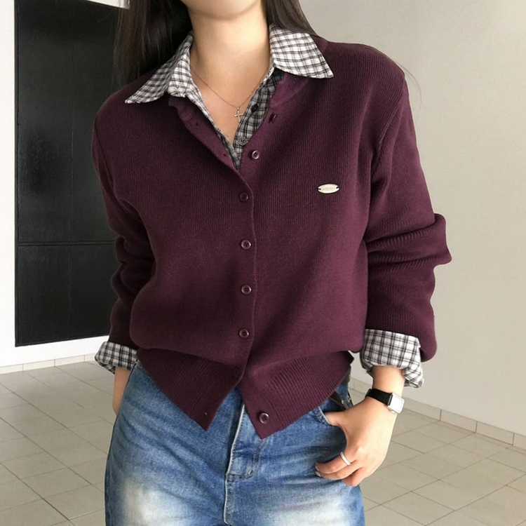 ラウンドペンダントカーディガン6色 PURPLE ORIGINAL ver