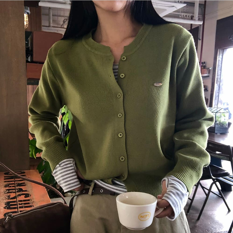 ラウンドペンダントカーディガン6色 OLIVE ORIGINAL ver