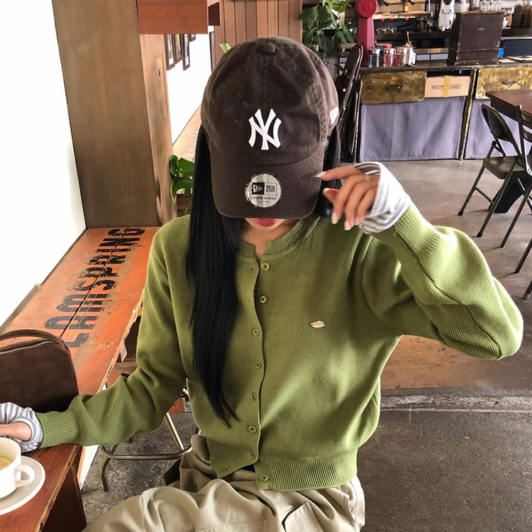 ラウンドペンダントカーディガン6色 OLIVE ORIGINAL ver