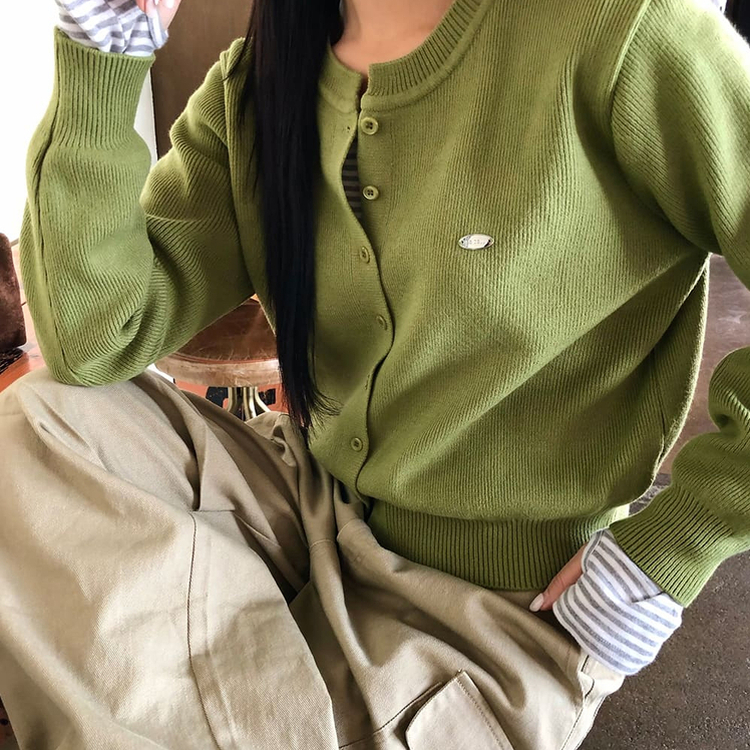 ラウンドペンダントカーディガン6色 OLIVE ORIGINAL ver