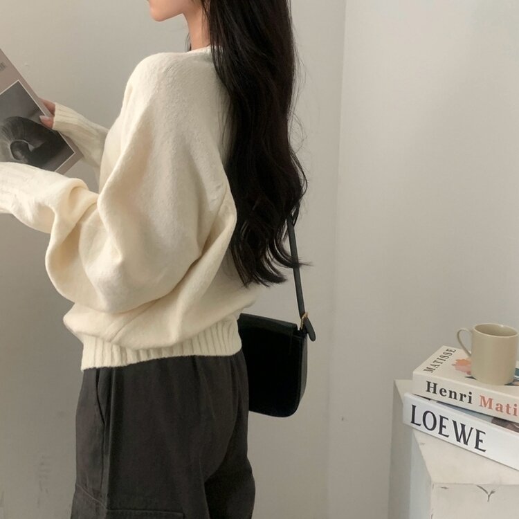 부드러운 여리 루즈핏 브이넥 니트 9color 아이보리