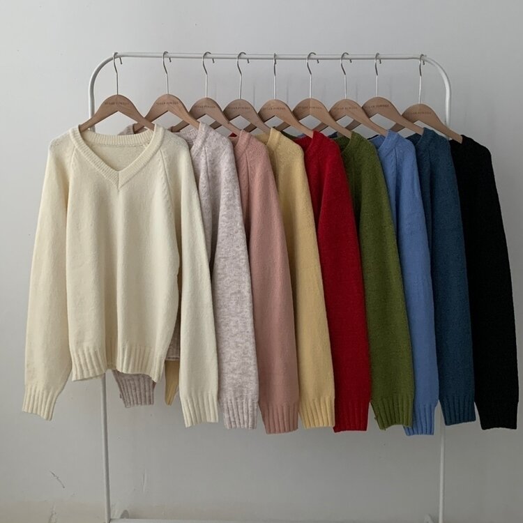 부드러운 여리 루즈핏 브이넥 니트 9color