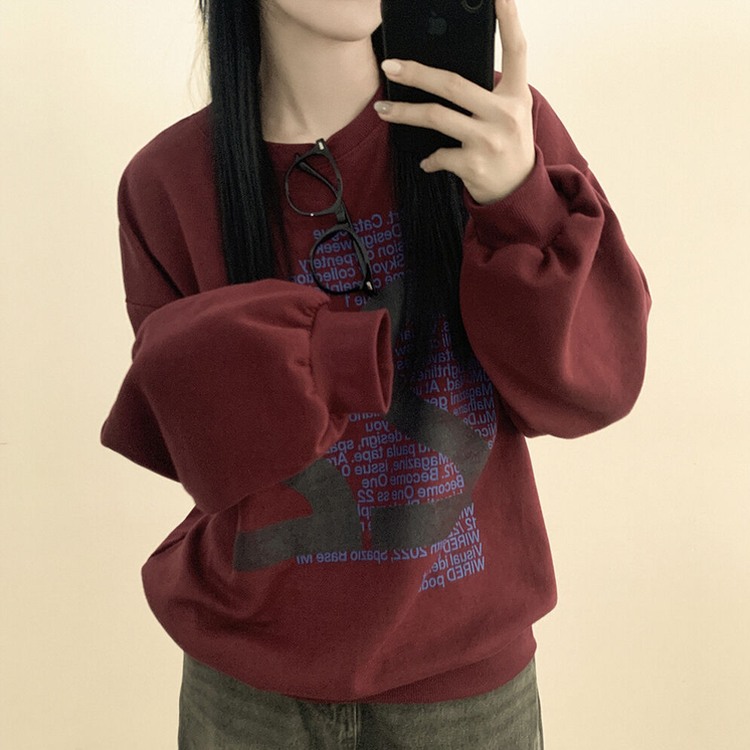 スウェット レタリングオーバーフィットTシャツ PLUM