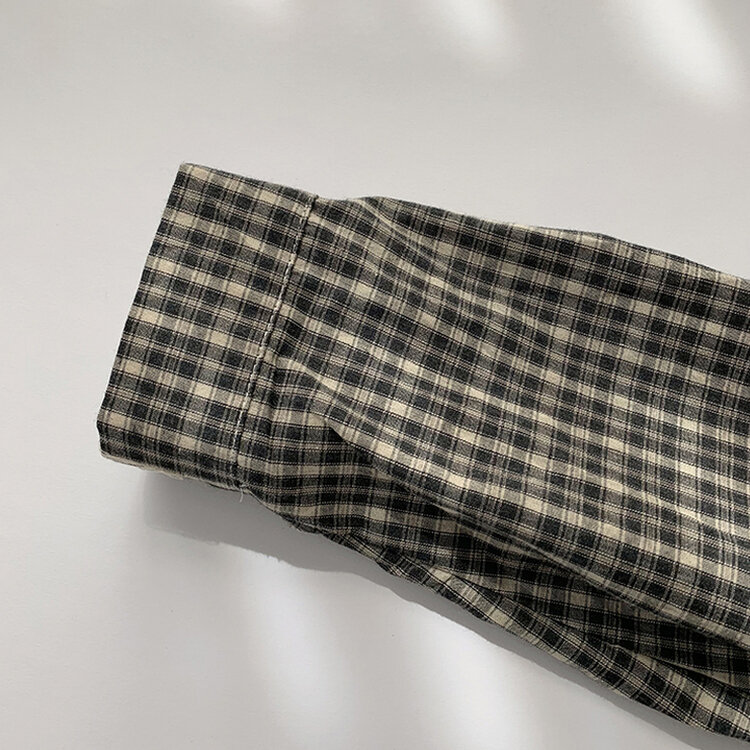 남친 옷 뺏어 입은듯 박시핏 가을 체크 긴팔 후드 셔츠 롱 루즈핏 어텀 남방 2color