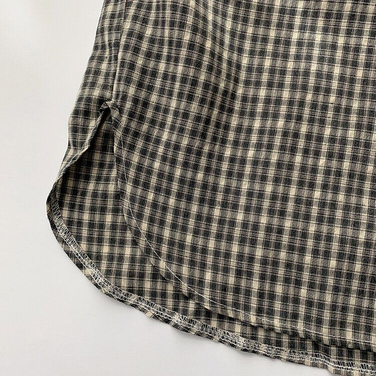 남친 옷 뺏어 입은듯 박시핏 가을 체크 긴팔 후드 셔츠 롱 루즈핏 어텀 남방 2color