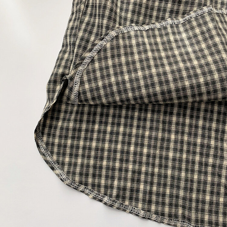 남친 옷 뺏어 입은듯 박시핏 가을 체크 긴팔 후드 셔츠 롱 루즈핏 어텀 남방 2color