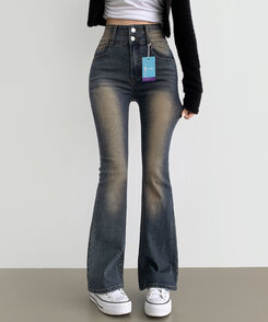 2XL4계절 골반뽕 워싱 스판 부츠컷 데님팬츠 빈티지진청