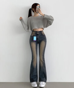 2XL4계절 골반뽕 워싱 스판 부츠컷 데님팬츠 빈티지진청