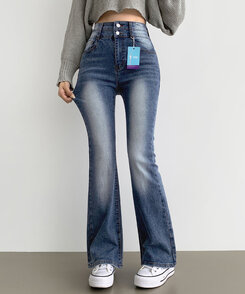 2XL4계절 골반뽕 워싱 스판 부츠컷 데님팬츠 중청