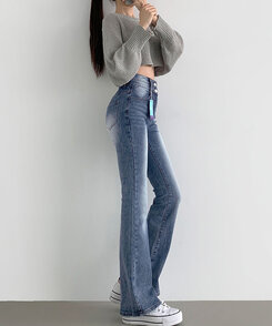 2XL4계절 골반뽕 워싱 스판 부츠컷 데님팬츠 중청