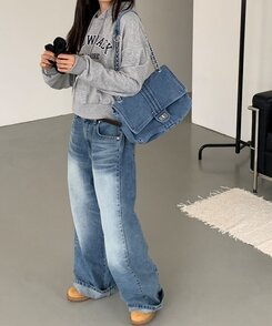 バッグ デニムチェーンショルダーバッグクロスバッグ LIGHT BLUE