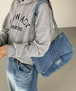 バッグ デニムチェーンショルダーバッグクロスバッグ LIGHT BLUE