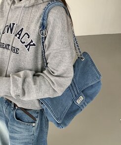 バッグ デニムチェーンショルダーバッグクロスバッグ LIGHT BLUE