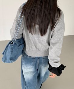 バッグ デニムチェーンショルダーバッグクロスバッグ LIGHT BLUE