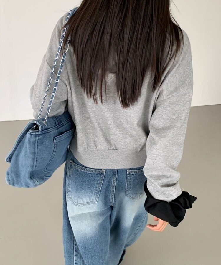 デニムチェーンショルダーバッグクロスバッグ LIGHT BLUE