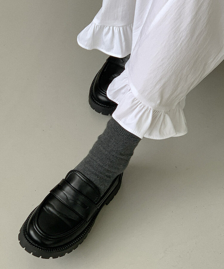 レザーブラックローファー BLACK