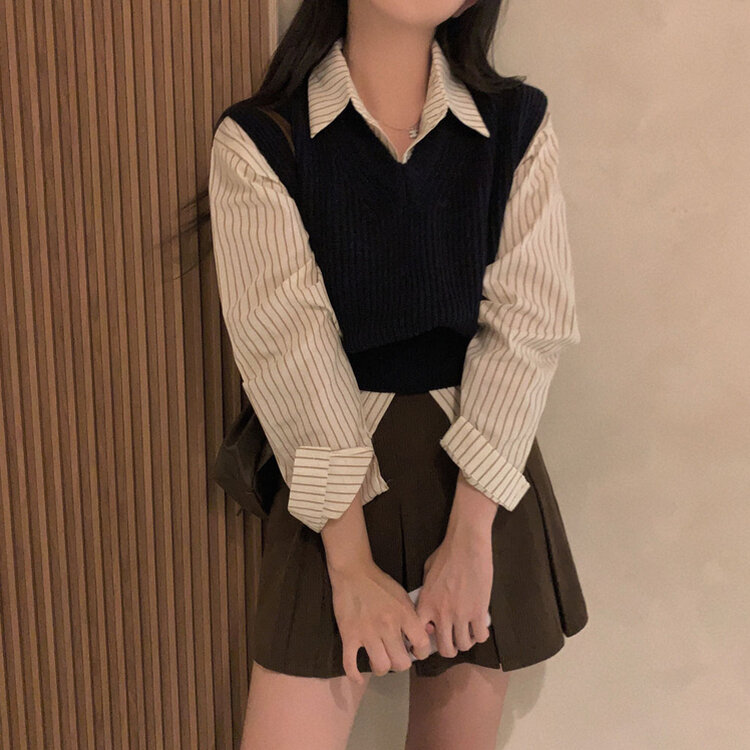 시나몬 코듀로이 플리츠 미니스커트 3color 브라운