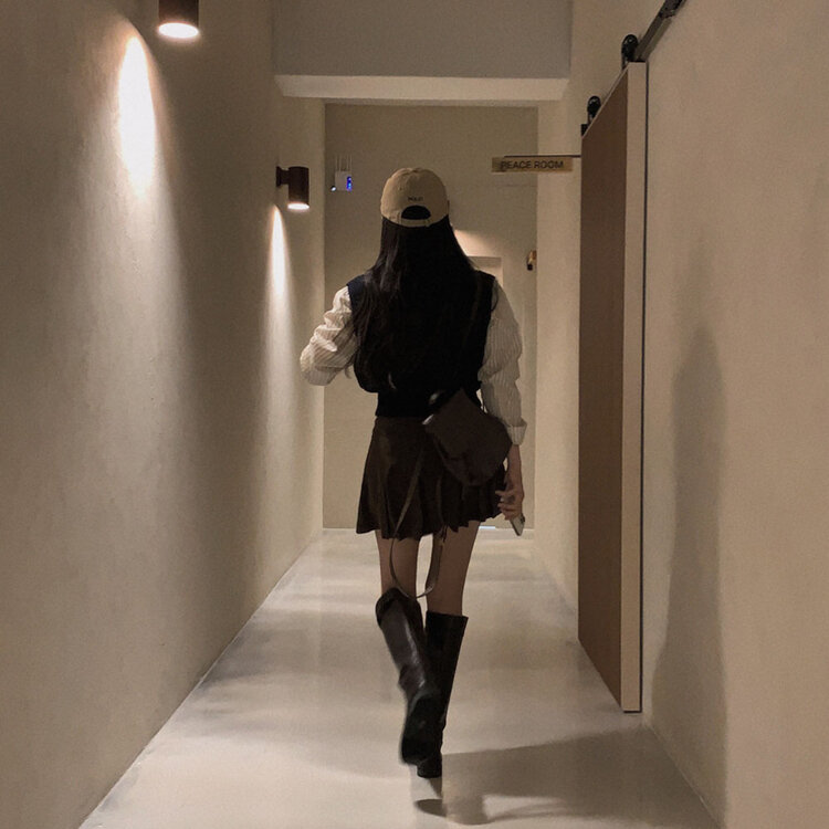 시나몬 코듀로이 플리츠 미니스커트 3color 브라운