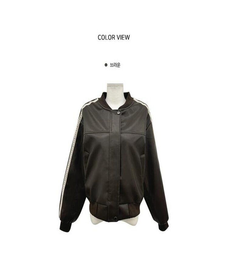 SJK11749 トラックラインレースレザージャケット ジャケット