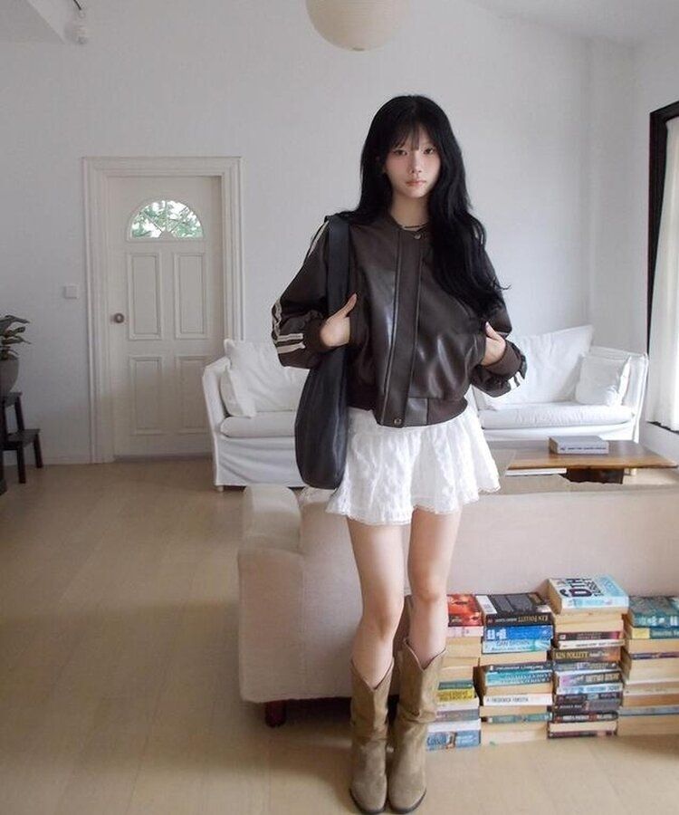 トラックラインレースレザージャケット｜ジャケット｜韓国