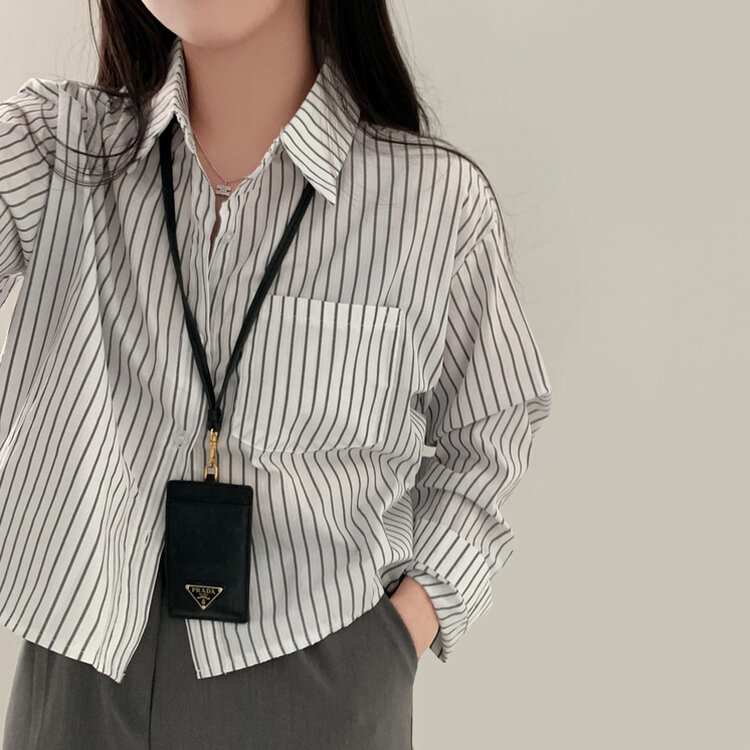 마가레뜨 스트라이프 크롭셔츠 남방 3color 아이보리