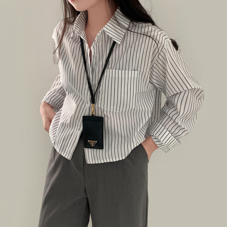 마가레뜨 스트라이프 크롭셔츠 남방 3color 아이보리