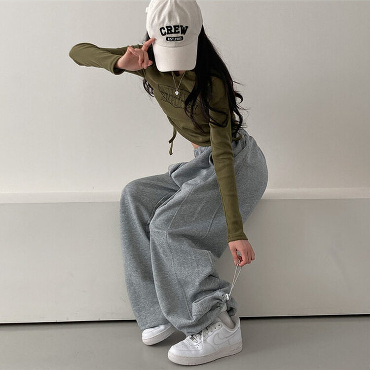 매일입고싶은 핏 투웨이 절개 벌룬 와이드 트레이닝 팬츠 그레이
