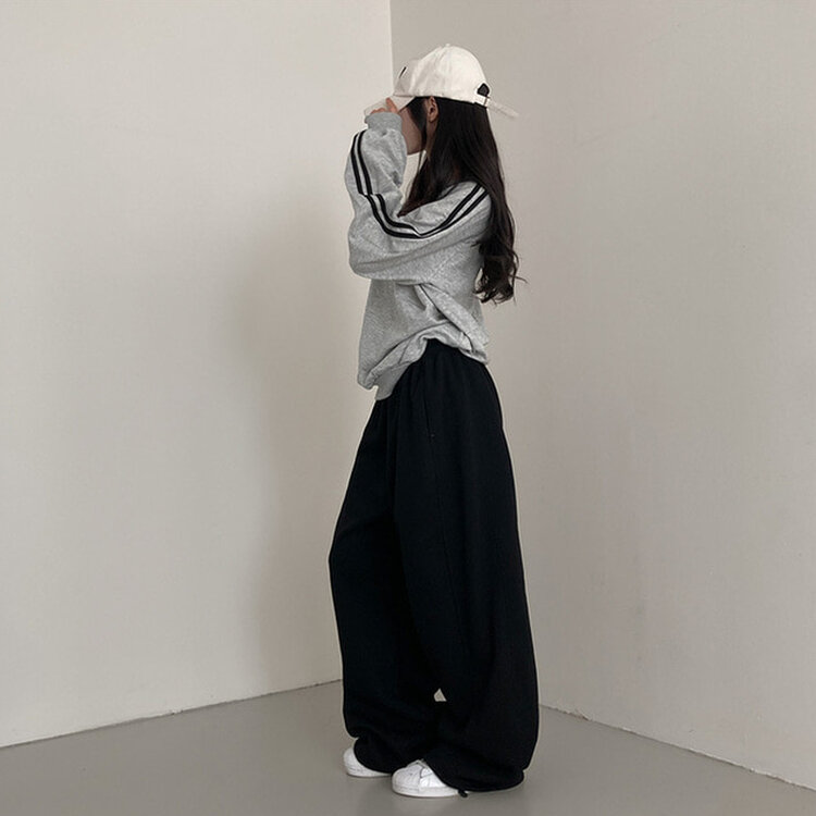 매일입고싶은 핏 투웨이 절개 벌룬 와이드 트레이닝 팬츠 블랙