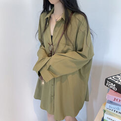ルーズフィットロング長袖Tシャツ OLIVE KAKKI