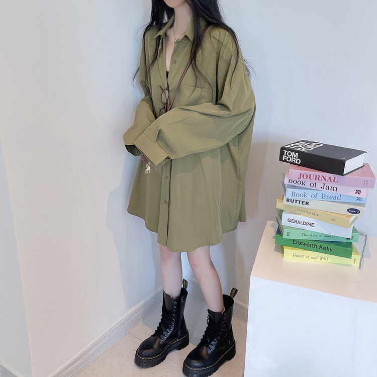 ルーズフィットロング長袖Tシャツ OLIVE KAKKI