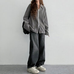 【SHORT/BASIC/LONG 丈別】ウォッシングスナップワイドデニムパンツ BLACK