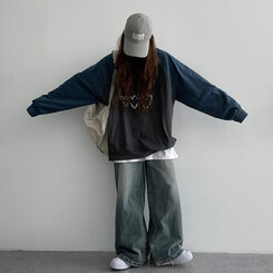【SHORT/BASIC/LONG 丈別】ウォッシングスナップワイドデニムパンツ BLUE