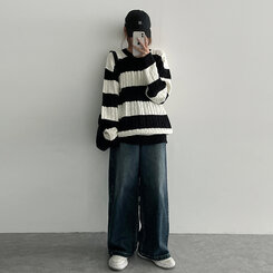 【SHORT/BASIC/LONG 丈別】ウォッシングスナップワイドデニムパンツ DARK BLUE