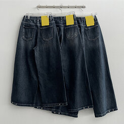 【SHORT/BASIC/LONG 丈別】ウォッシングスナップワイドデニムパンツ