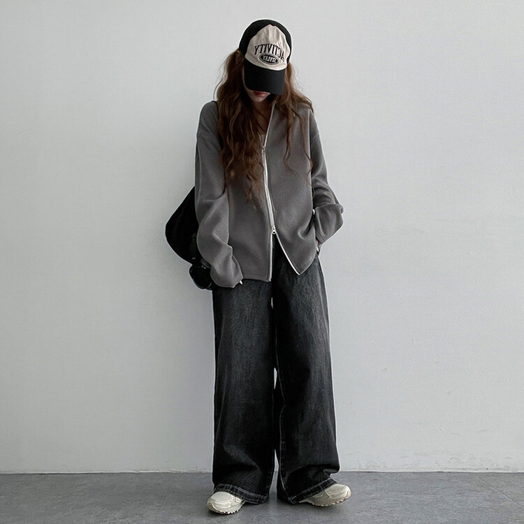 【SHORT/BASIC/LONG 丈別】ウォッシングスナップワイドデニムパンツ BLACK