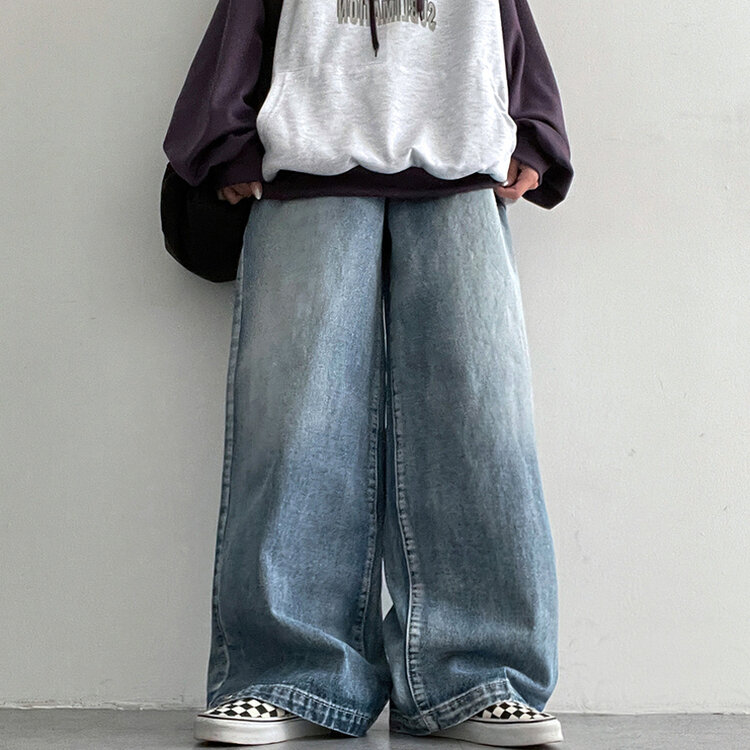 【SHORT/BASIC/LONG 丈別】ウォッシングスナップワイドデニムパンツ LIGHT BLUE