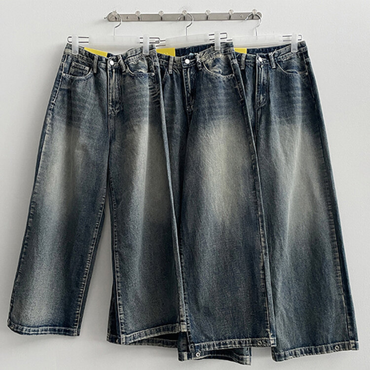 【SHORT/BASIC/LONG 丈別】ウォッシングスナップワイドデニムパンツ