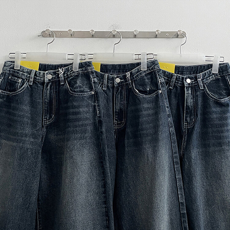 【SHORT/BASIC/LONG 丈別】ウォッシングスナップワイドデニムパンツ