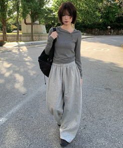 ロングワイドトレーニングパンツ GRAY