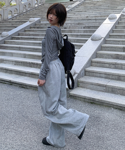 ロングワイドトレーニングパンツ GRAY