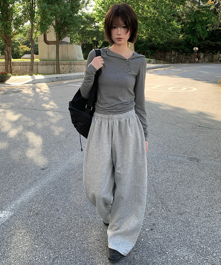 ロングワイドトレーニングパンツ GRAY
