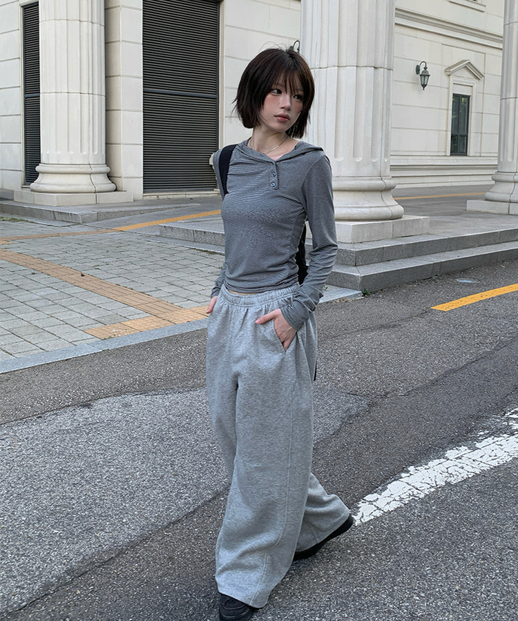 ロングワイドトレーニングパンツ GRAY