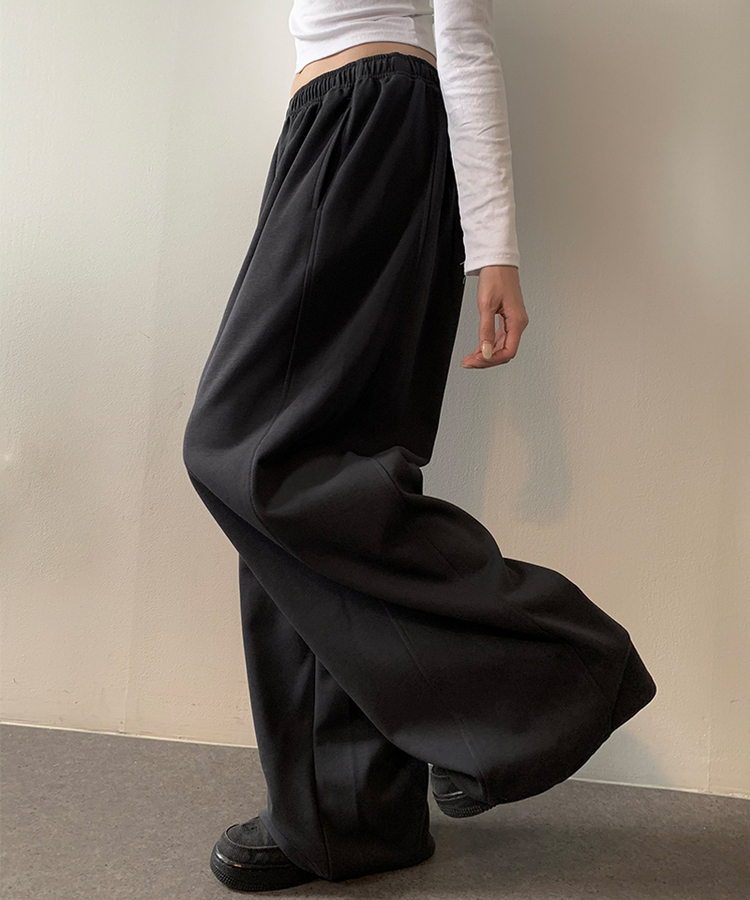 ロングワイドトレーニングパンツ CHARCOAL