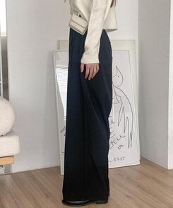 スラックス ピンタックワイドスラックス BLACK