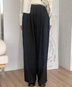 スラックス ピンタックワイドスラックス BLACK