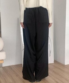 スラックス ピンタックワイドスラックス BLACK